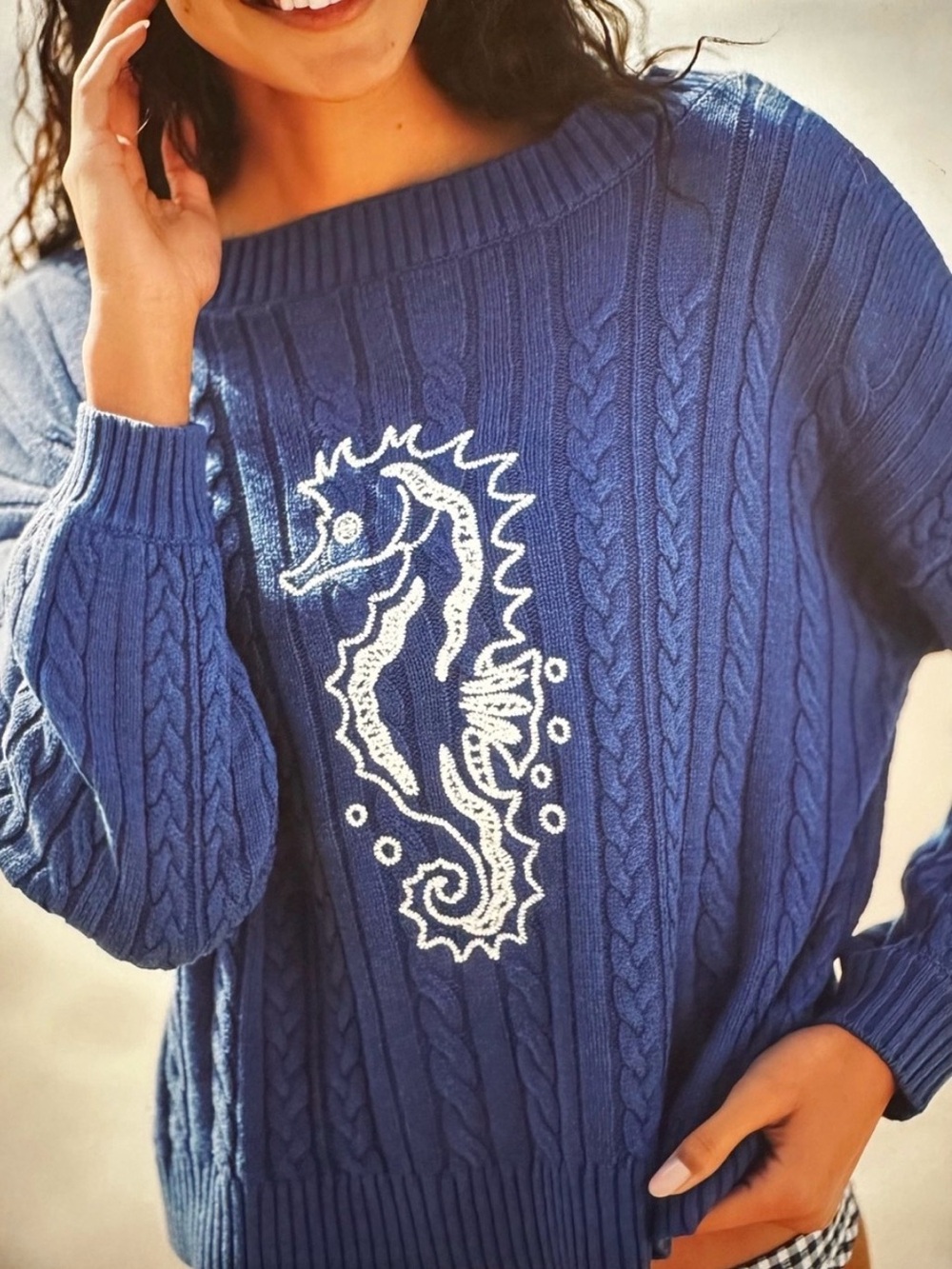 NWT navy blue Seahorse Celandine sweater from Anthropologie - large - Picture 8 of 9